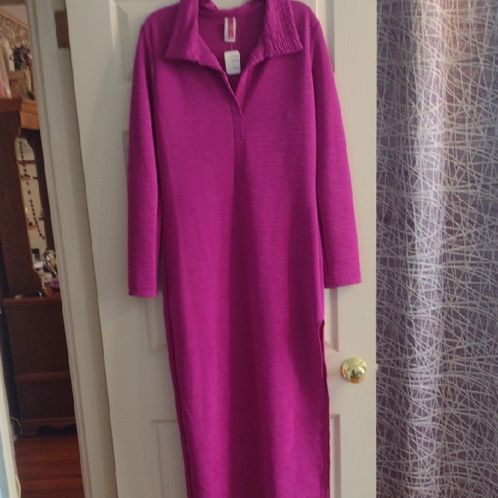 Chic Magenta Long Sleeve Dress